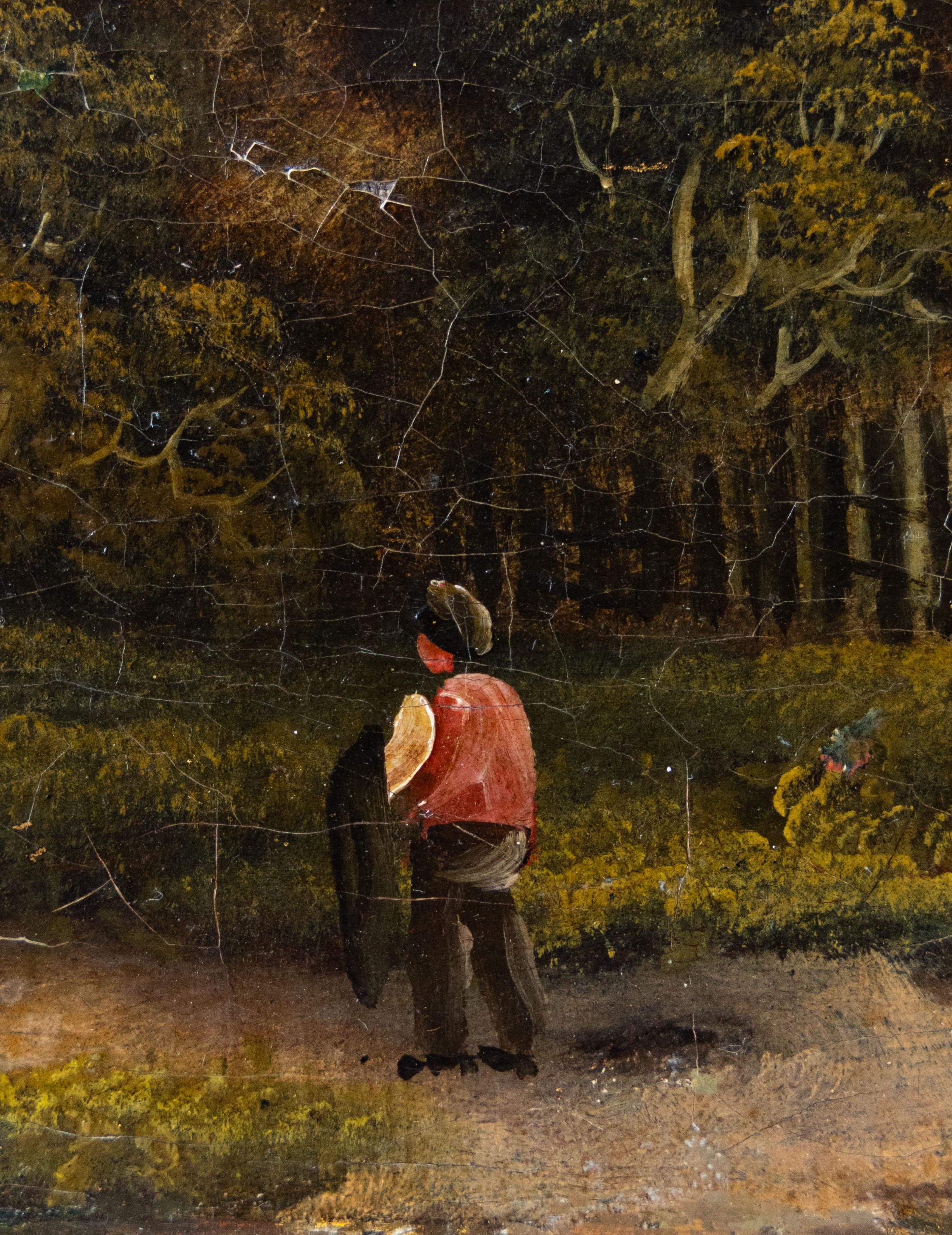 Cottage by a lake, English School, 19th century - Painting by English  School