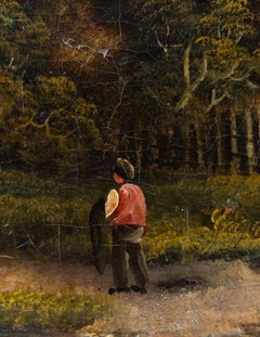 Cottage by a lake, English School, 19th century