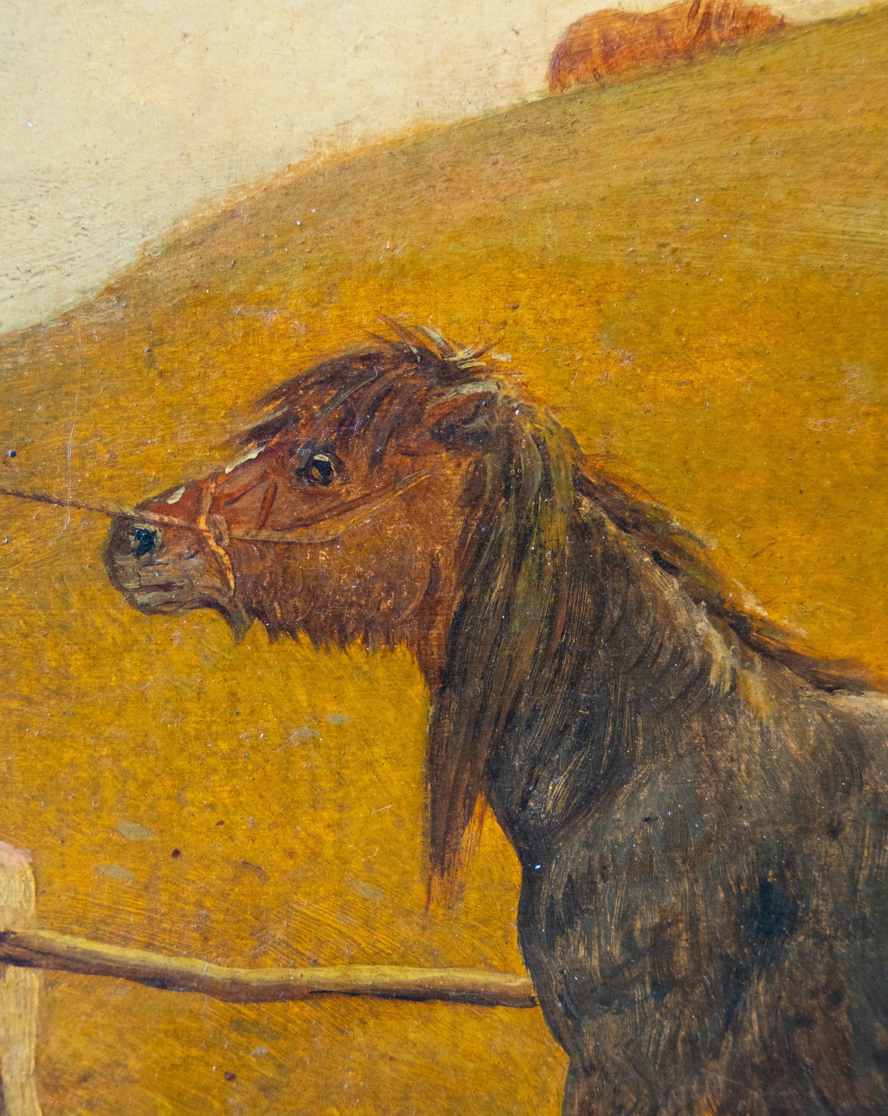 Ziehen des Ponys (Englische Schule), Painting, von English  School