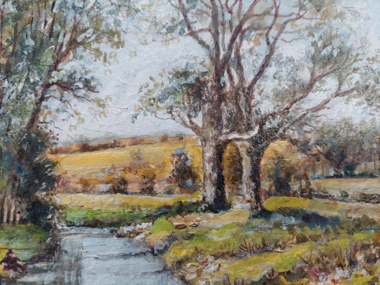 Traditional English Painting Boys Fishing near Upnor in Kent For Sale 5