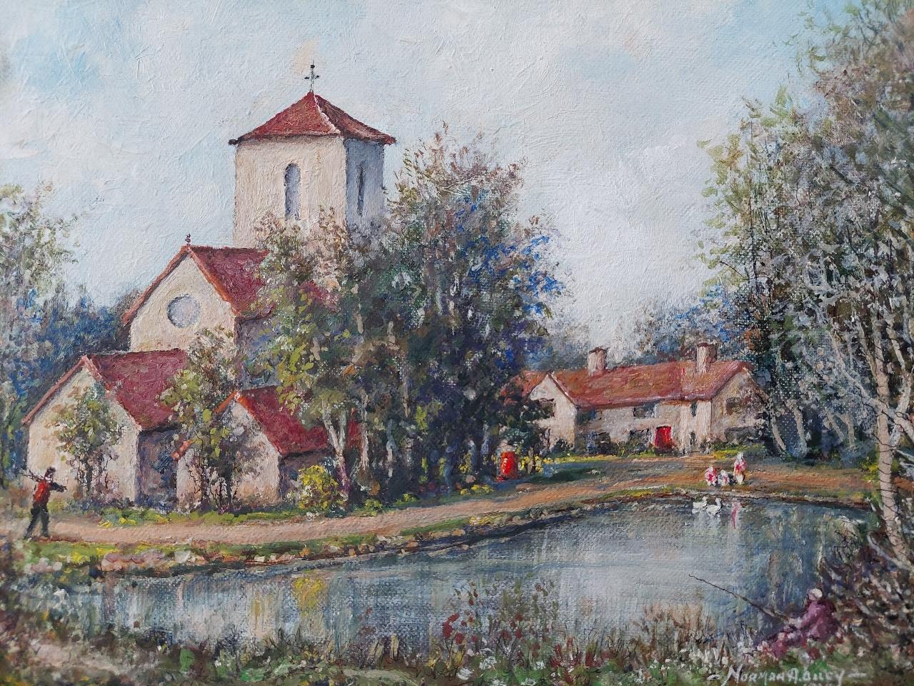 Traditional English Painting Church at Weston Green, Thames Ditton, Surrey For Sale 4
