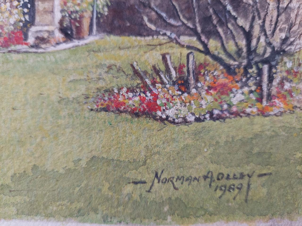 Traditional English Painting Cloister Garth at Rochester Cathedral, Kent For Sale 5