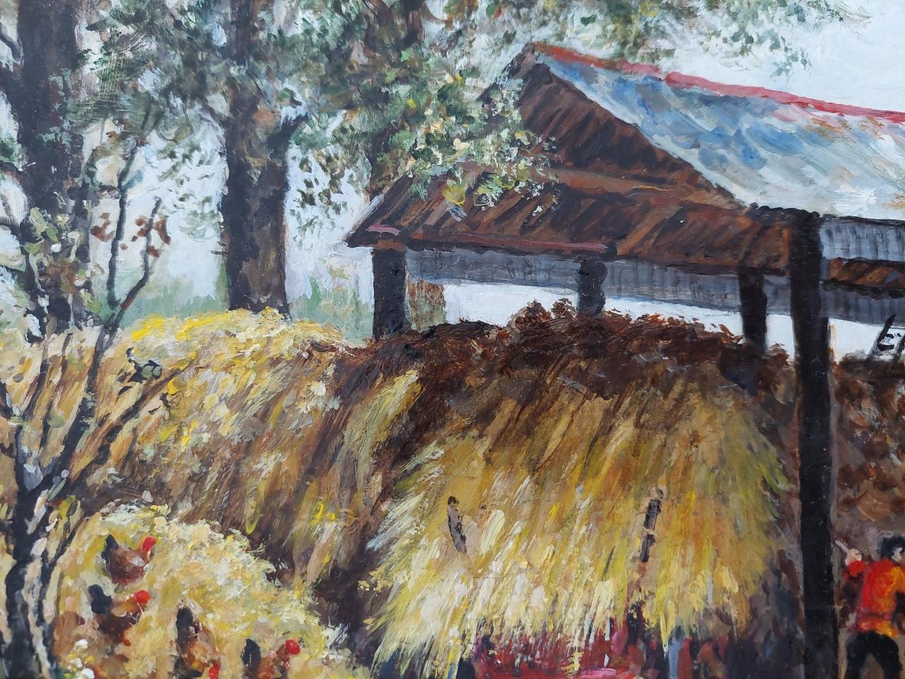 Traditional English Painting Cornish Haybarn on Farm Near Launceston, Cornwall For Sale 8