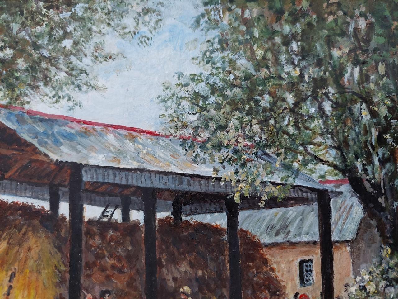 Traditional English Painting Cornish Haybarn on Farm Near Launceston, Cornwall For Sale 1