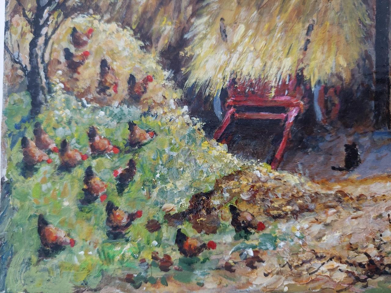 Traditional English Painting Cornish Haybarn on Farm Near Launceston, Cornwall For Sale 6