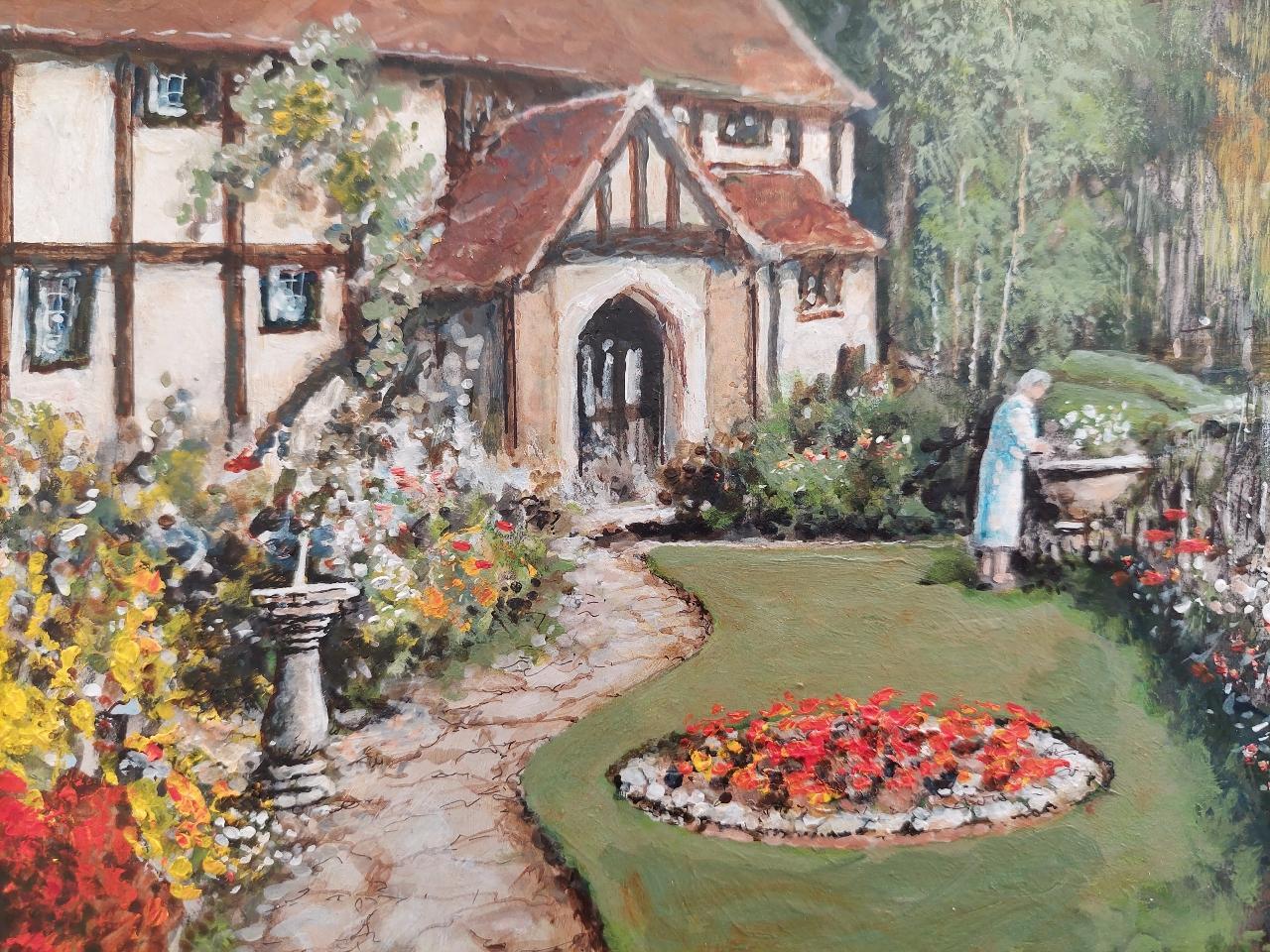 Traditional English Painting Cottage by the River Thames Near London For Sale 2