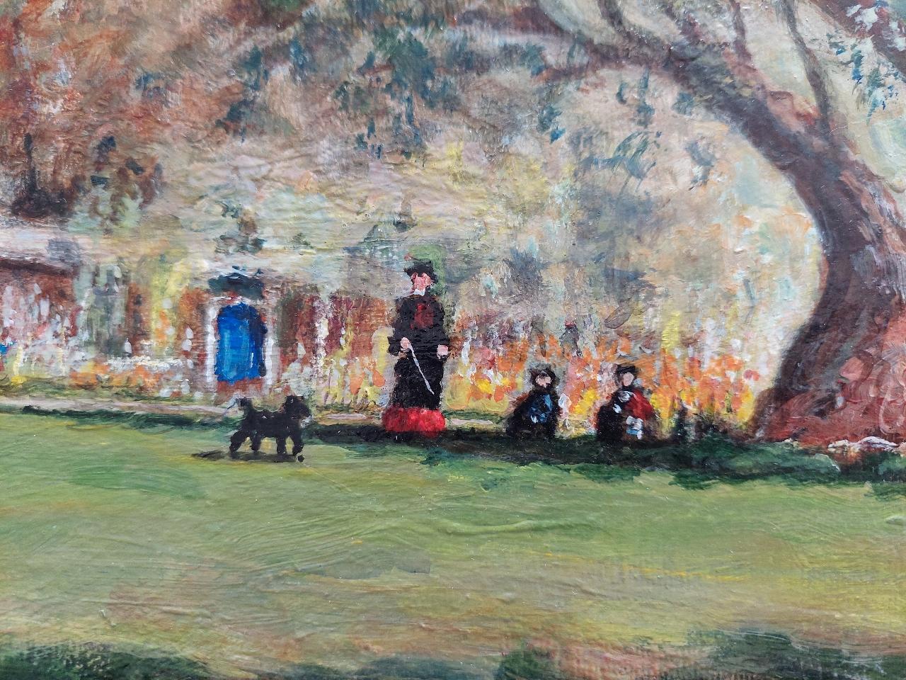 Traditional English Painting Rochester Castle in Kent, View from Vicarage Garden For Sale 1
