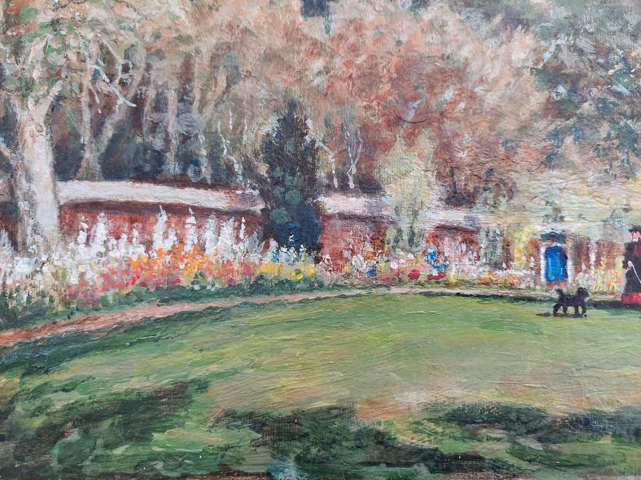 Traditional English Painting Rochester Castle in Kent, View from Vicarage Garden For Sale 2