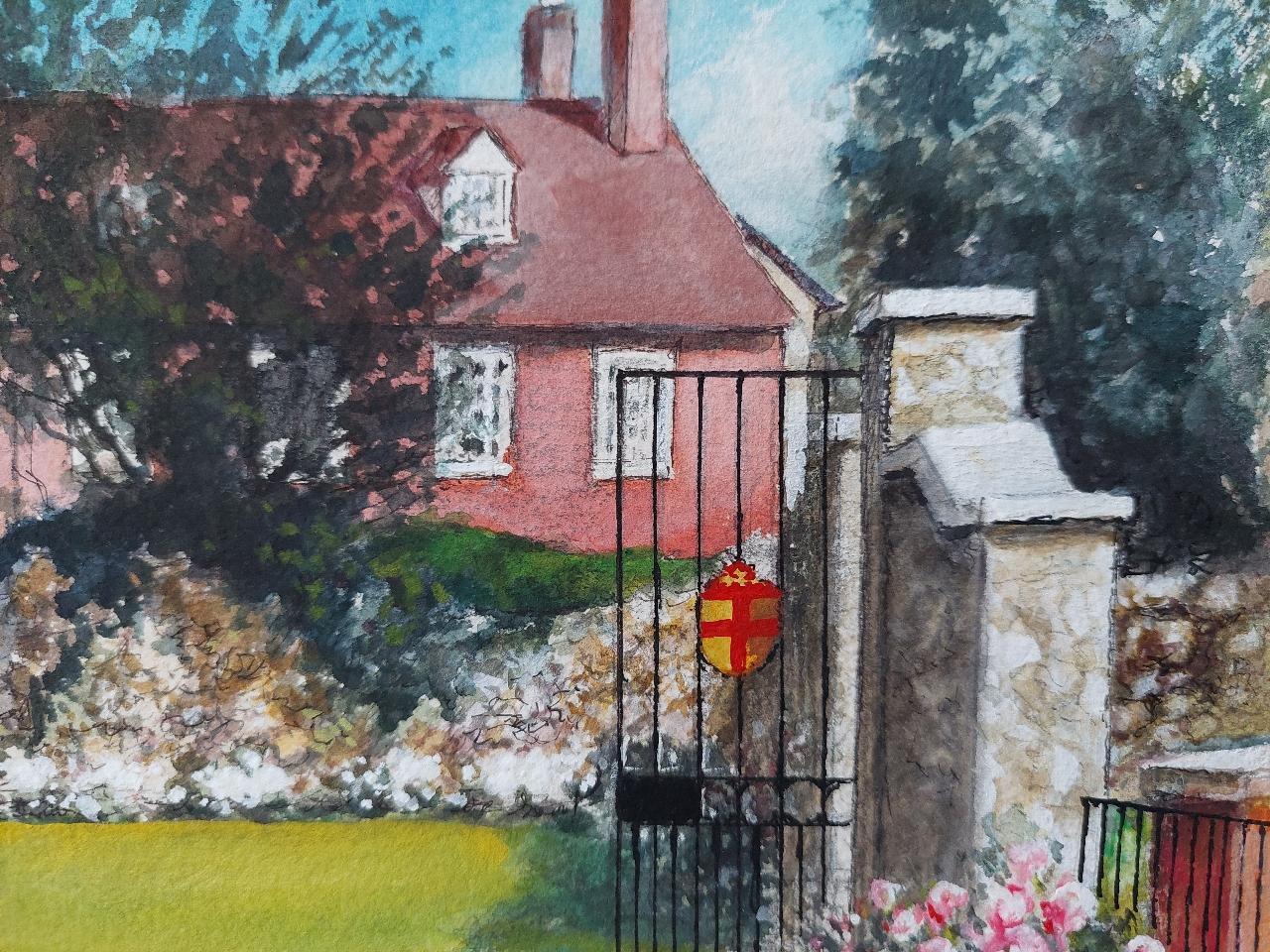 Traditional English Painting Rochester Cathedral Deanery Gate, Kent England For Sale 2