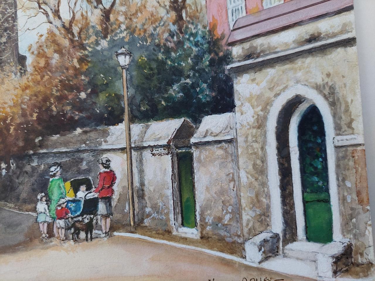 Traditional English Painting Rochester Cathedral Priory Gate, Kent England For Sale 2