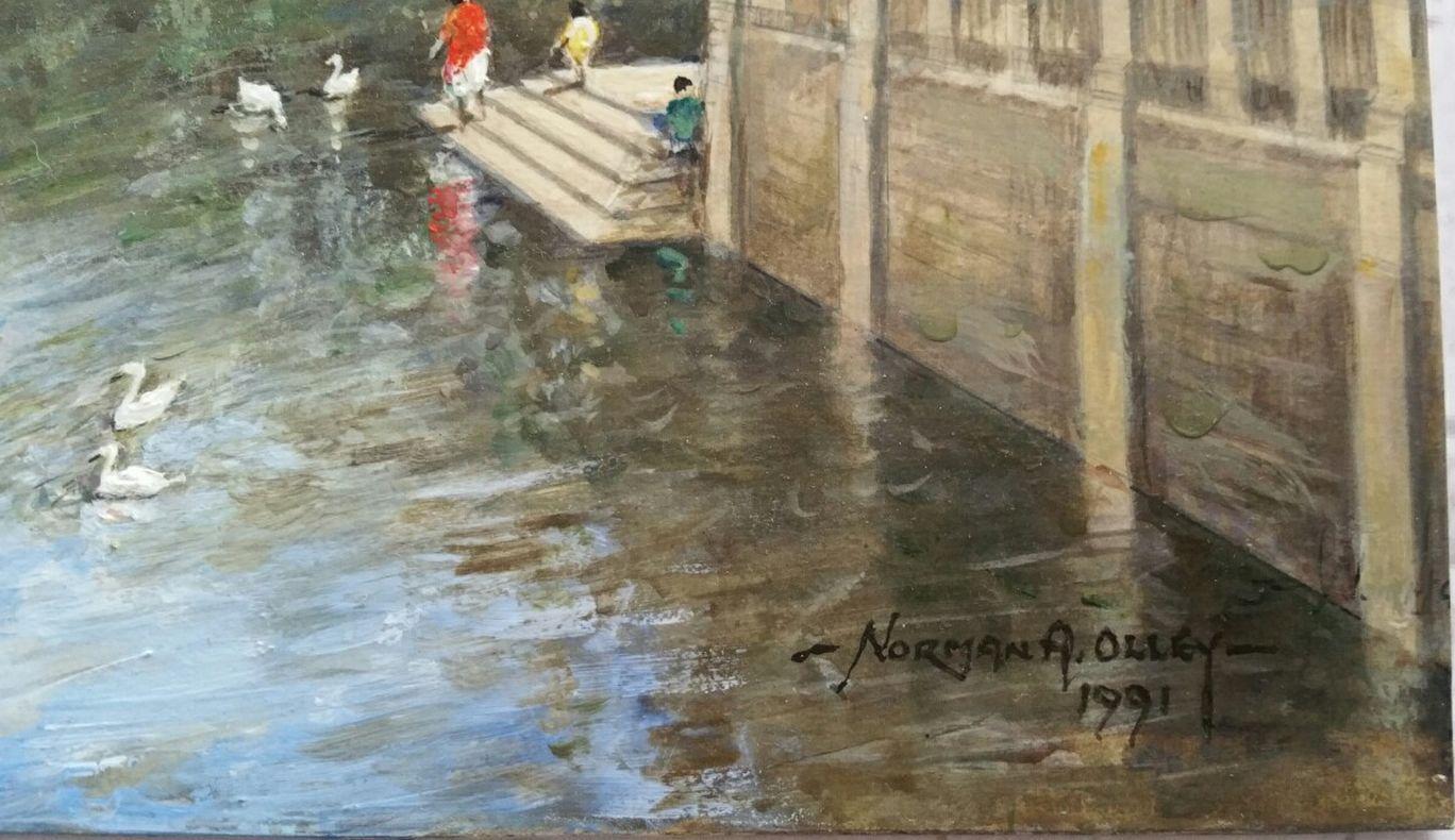 Traditional English Painting the Italian Lake, Hever Castle, Kent England For Sale 1