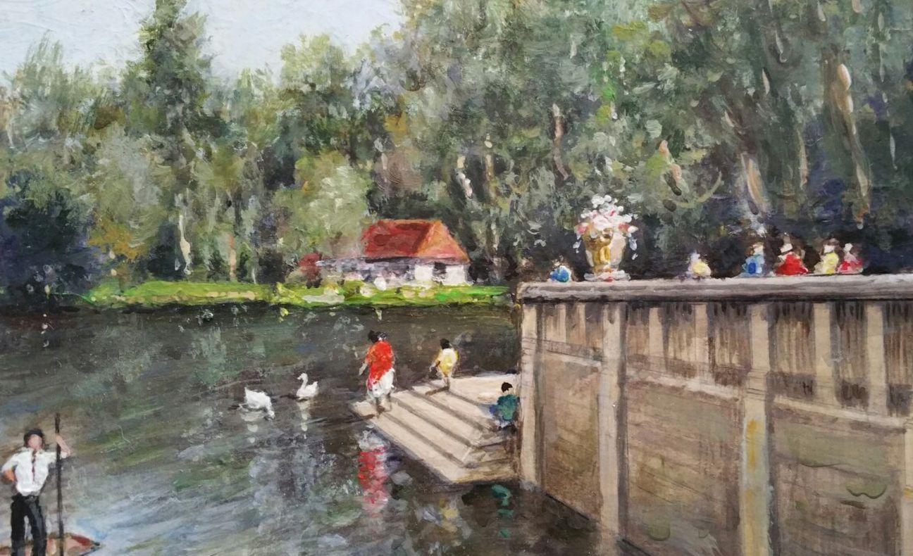 Traditional English Painting the Italian Lake, Hever Castle, Kent England For Sale 2