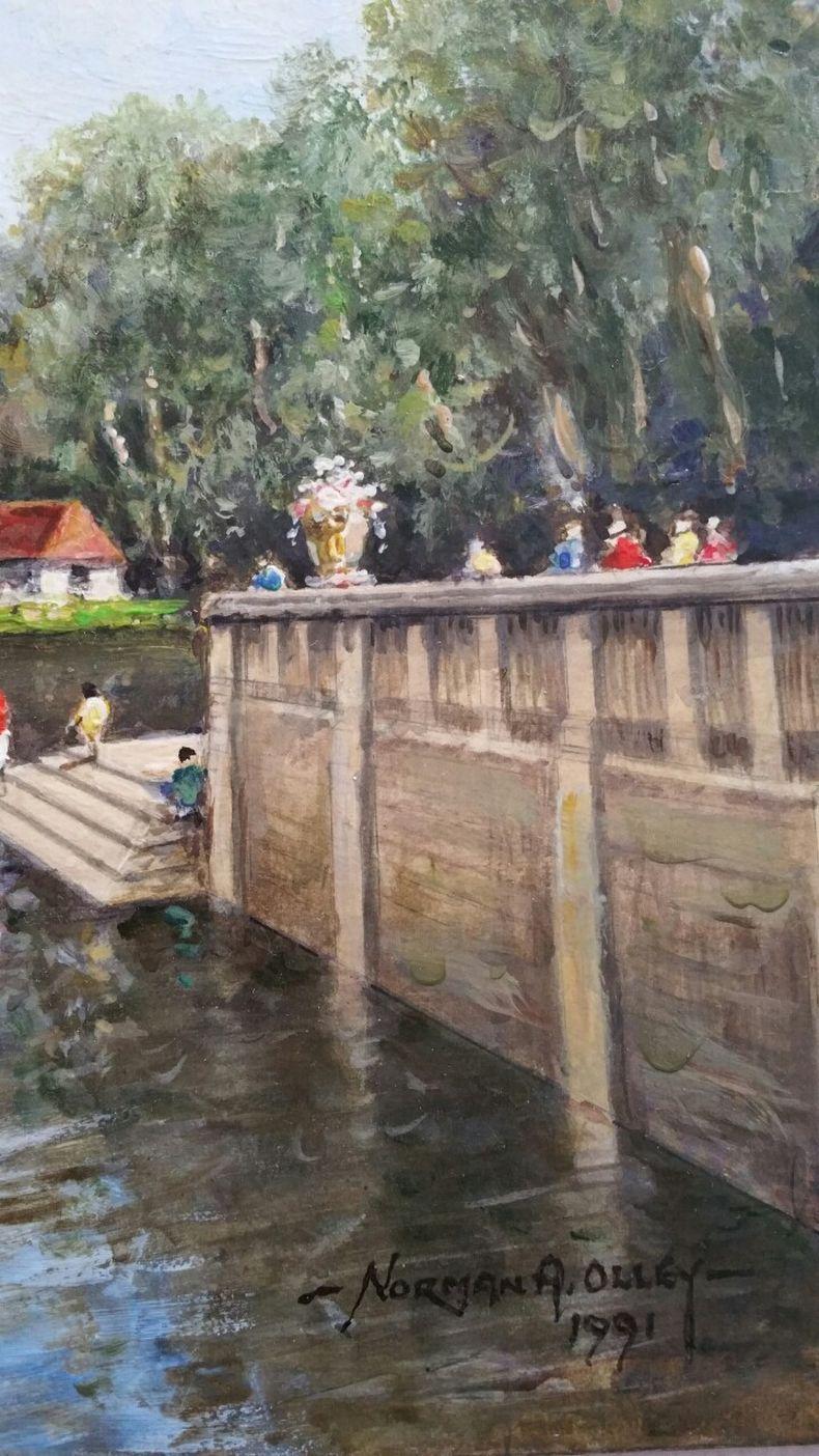 Traditional English Painting the Italian Lake, Hever Castle, Kent England For Sale 4
