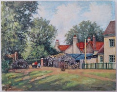 Traditional English Painting Woodstacks at the Alma Arms, Weston Green, Surrey