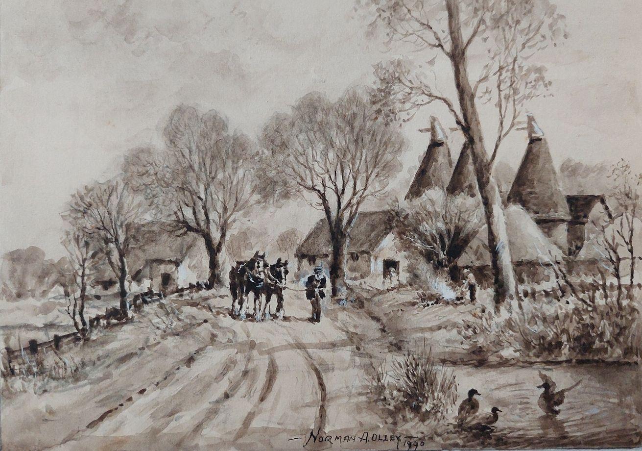 Artist/ School: Norman A. Olley ( British, 20th Century, 1908-1996), 1990, signed to the front and inscribed verso

Title - 