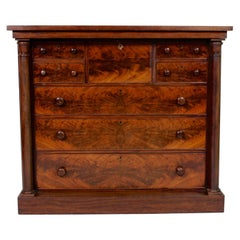 English Scotch Chest of Drawers Victorian 19th Century Large Flamed Mahogany