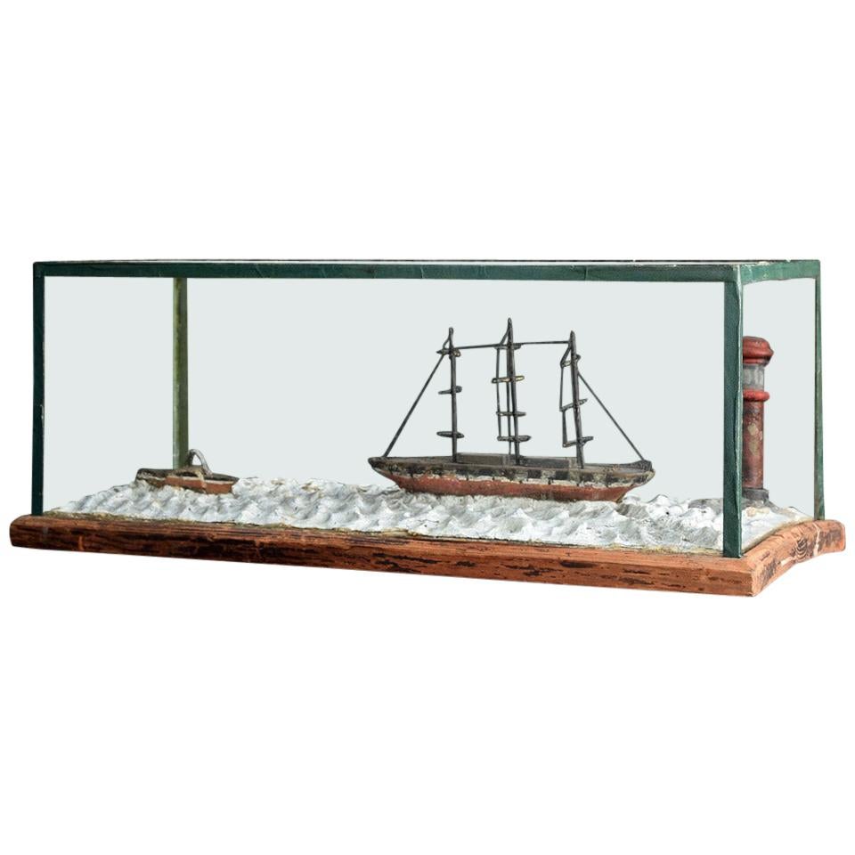 English Scratch Built Nautical Folk Art Diorama Display