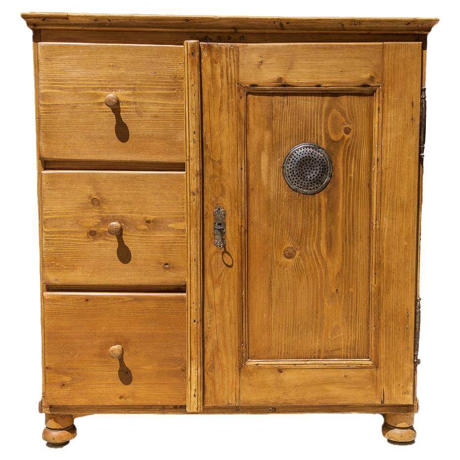 English Scrubbed Pine Pie Safe/Food Cupboard