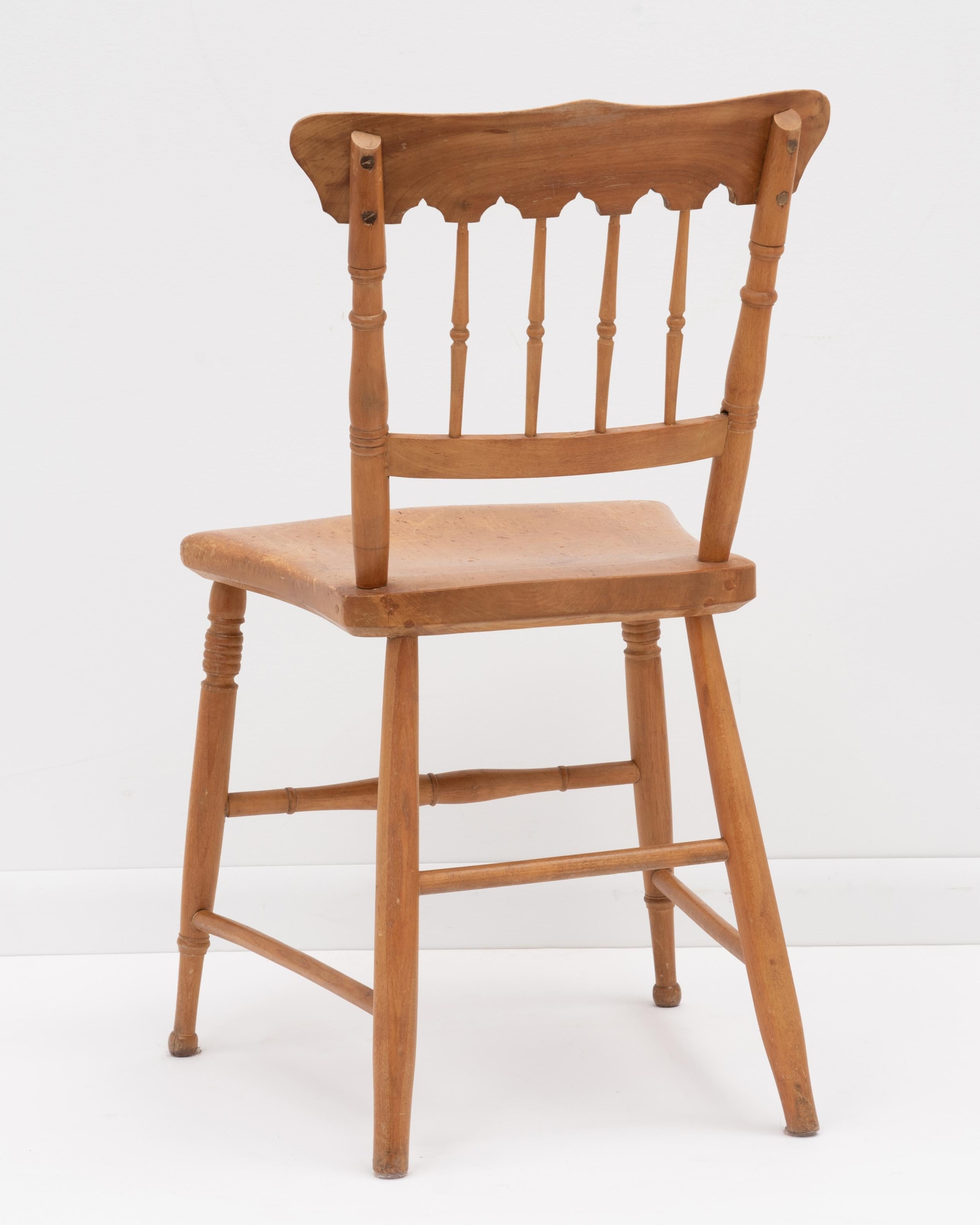 19th Century English Scrubbed Pine Plank Seat Dining Chairs Farmhouse Cottage, a Set of Four
