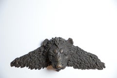 English Sculpted Bronze Winged Lion Wall Sculpture, mid 19th Century