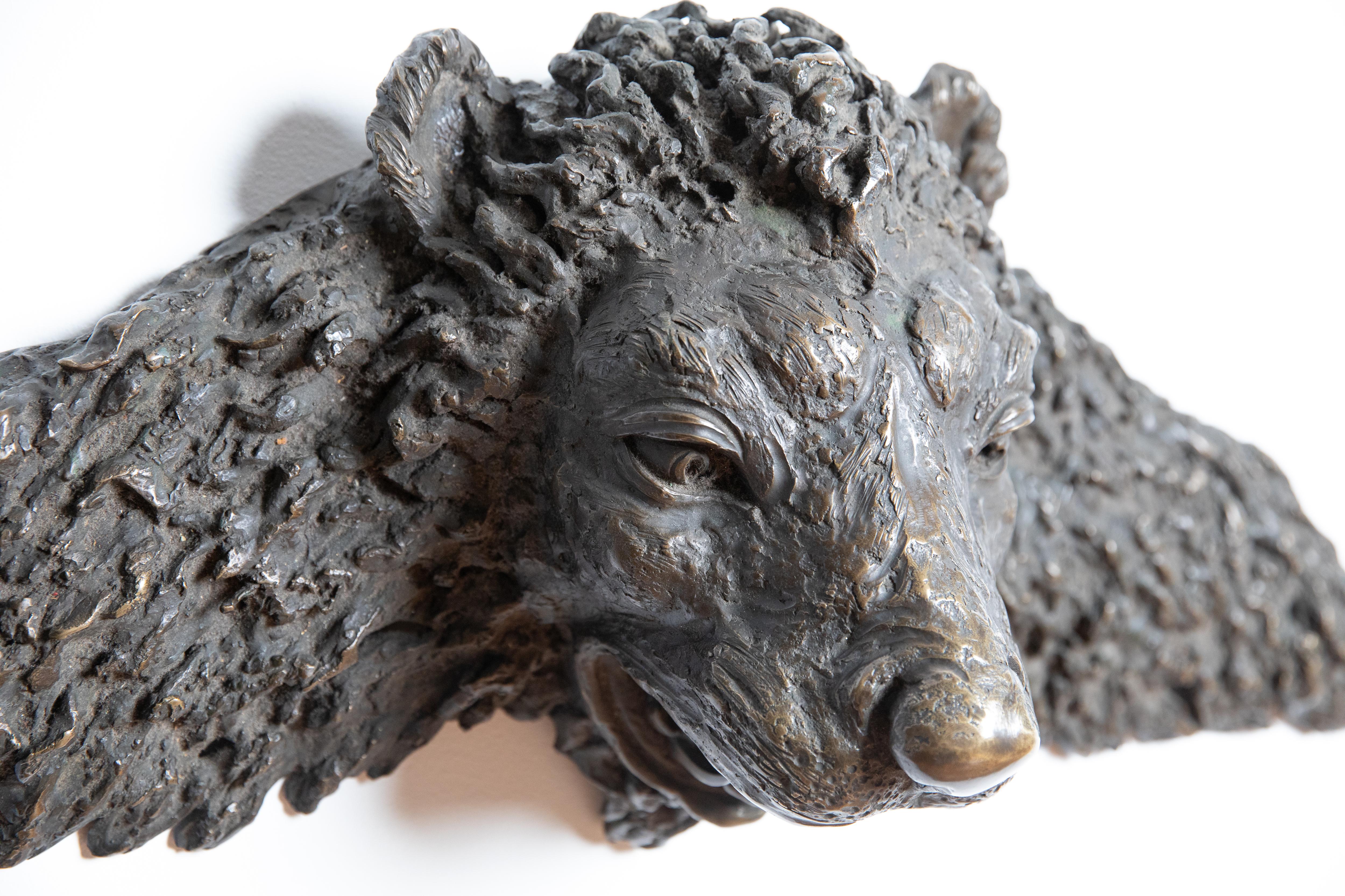 Englische geflügelte Löwen-Wandskulptur aus Bronze, Mitte des 19. Jahrhunderts im Angebot 1