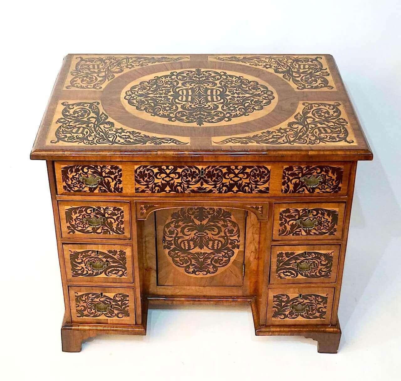 William and Mary English Seaweed Marquetry Bureau Table or Desk with Royal Provenance, circa 1735
