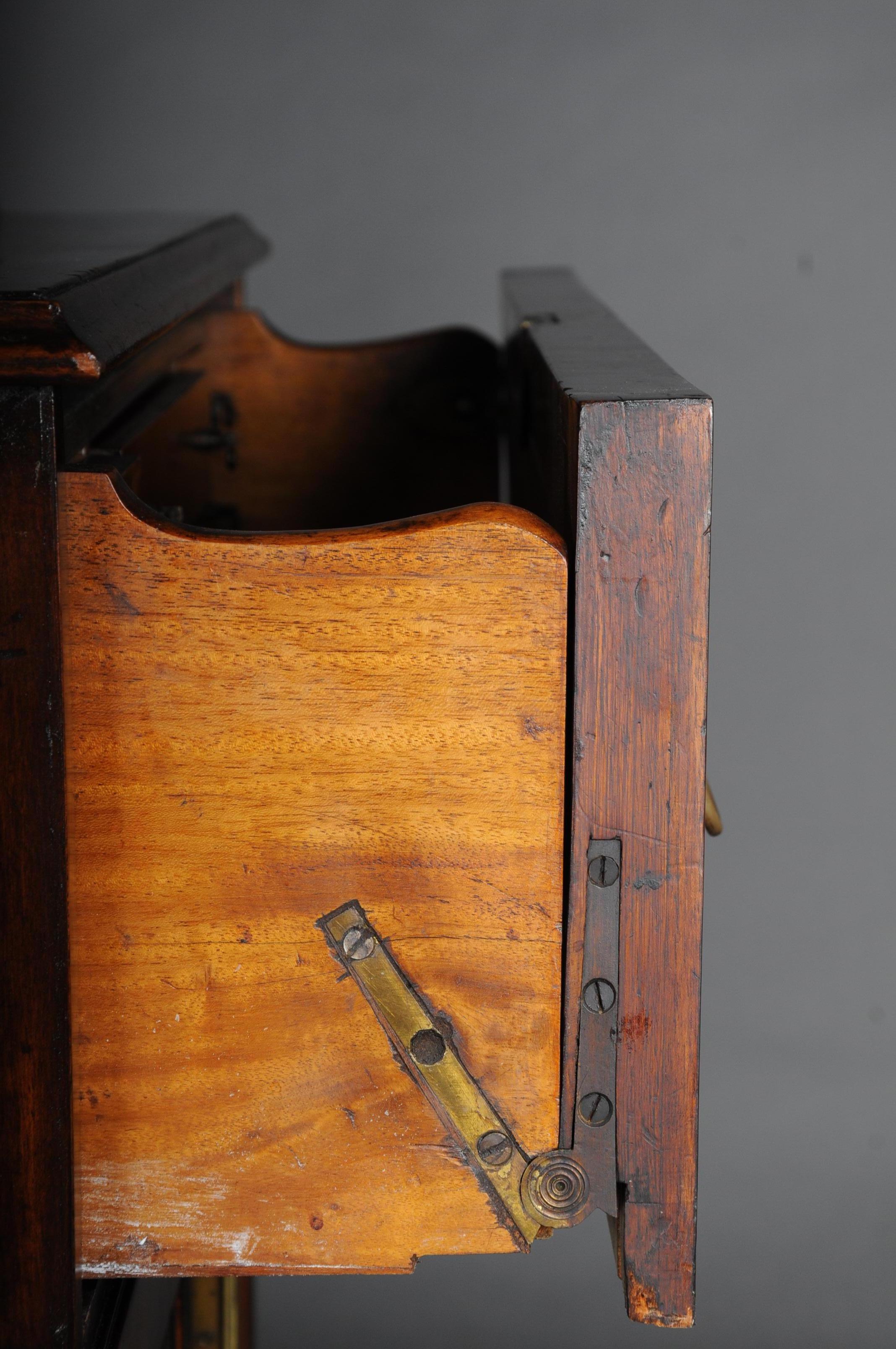 English Secretary, Cabinet with Mahogany Glass Top, circa 1850, Victorian For Sale 4