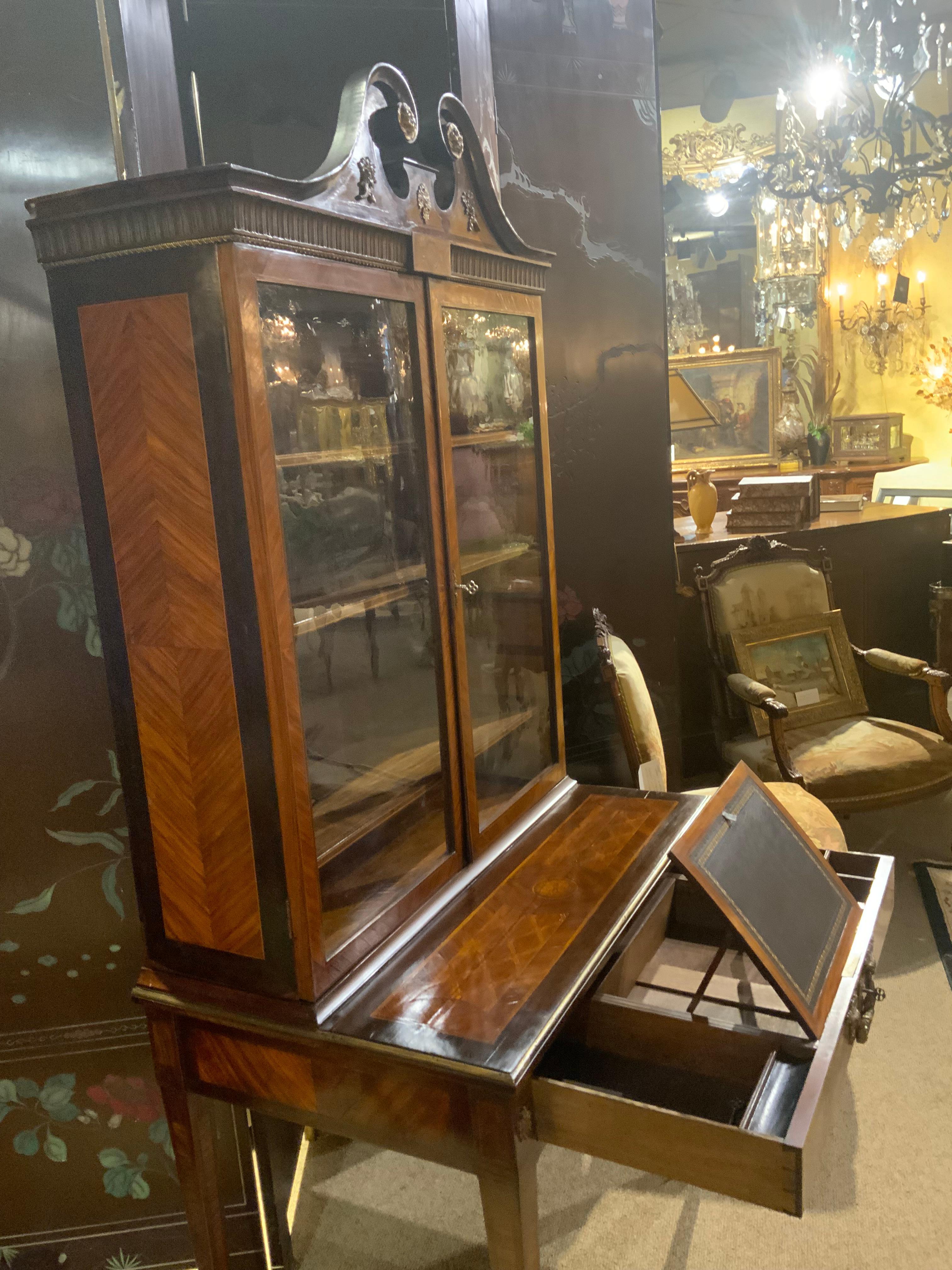 Construction that is exceptional with cabinetry that is difficult to find
In a piece of furniture of this time period. It is mid nineteenth century
And has been well preserved. The upper structure has the original
Glass and the doors open to two