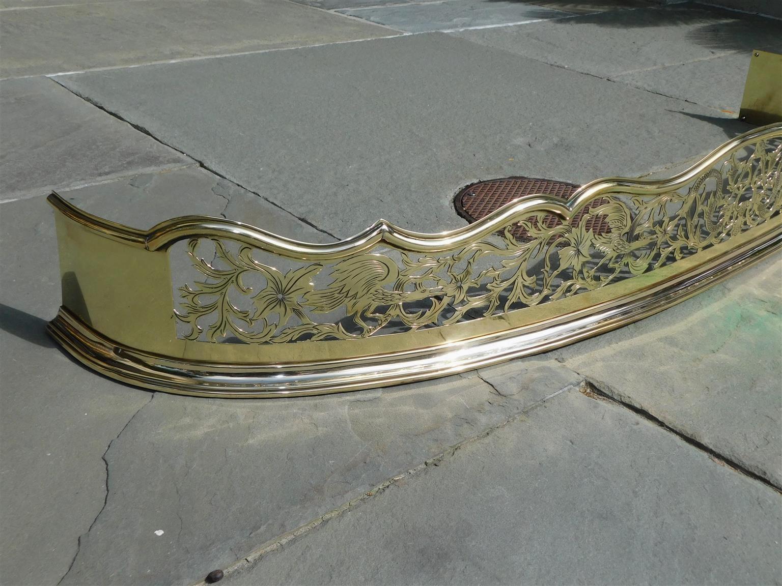 Cast English Serpentine Chased Foliage Fire Fender with Flanking Bird & Serpent, 1760 For Sale
