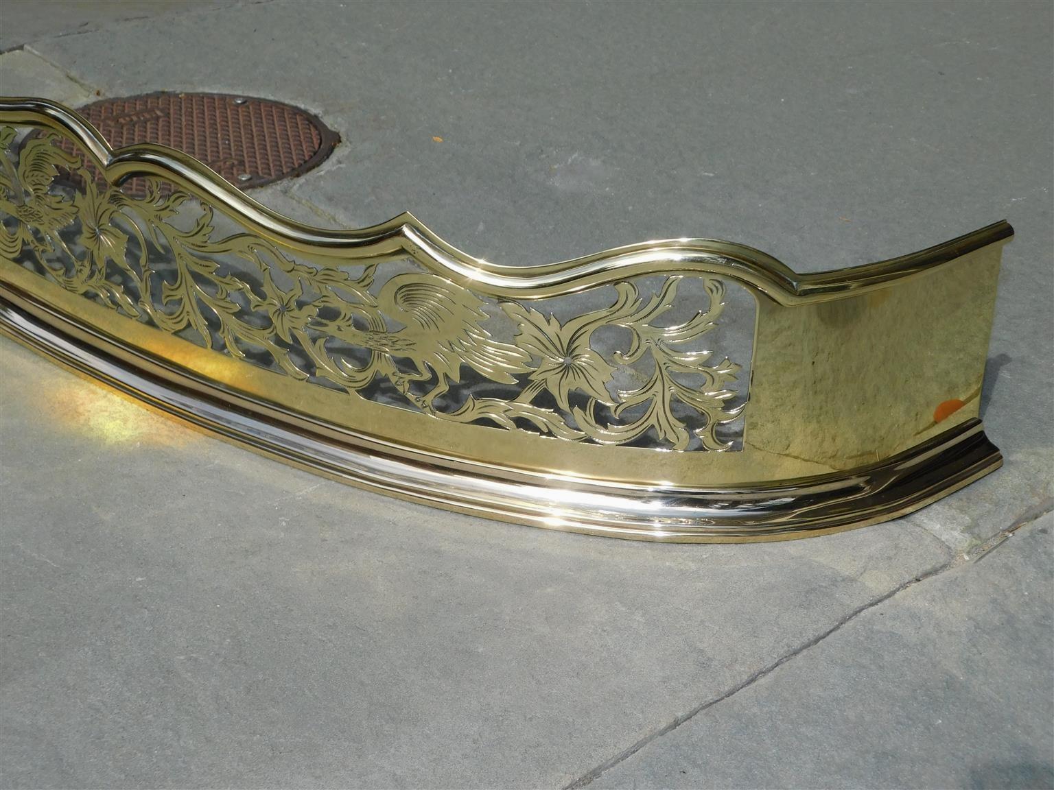 Mid-18th Century English Serpentine Chased Foliage Fire Fender with Flanking Bird & Serpent, 1760 For Sale