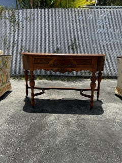 English Serpentine Giltwood Desk on Castors