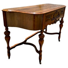 Antique English Serpentine Giltwood Desk on Castors