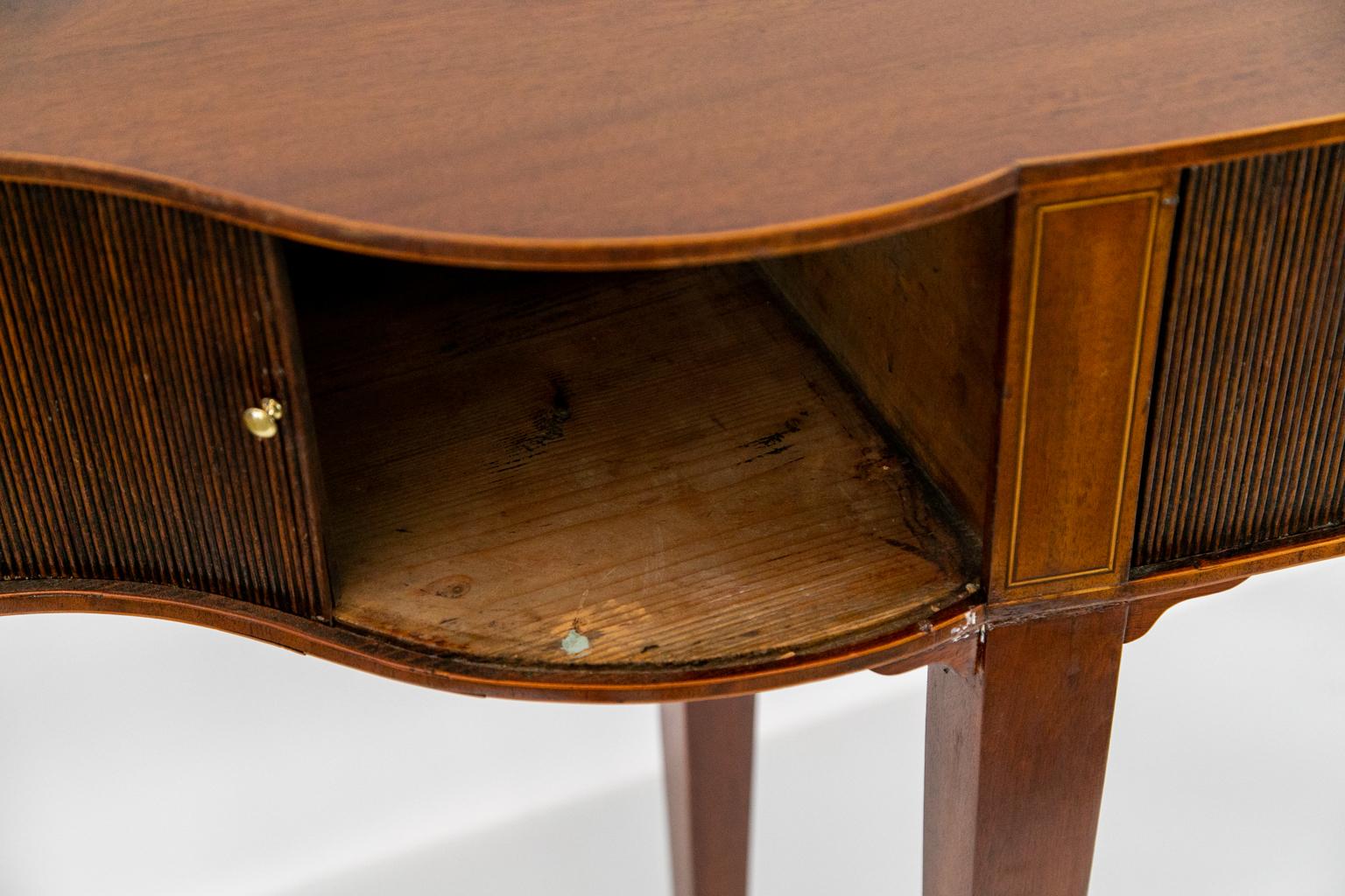 English Serpentine Tambour Console Table 4