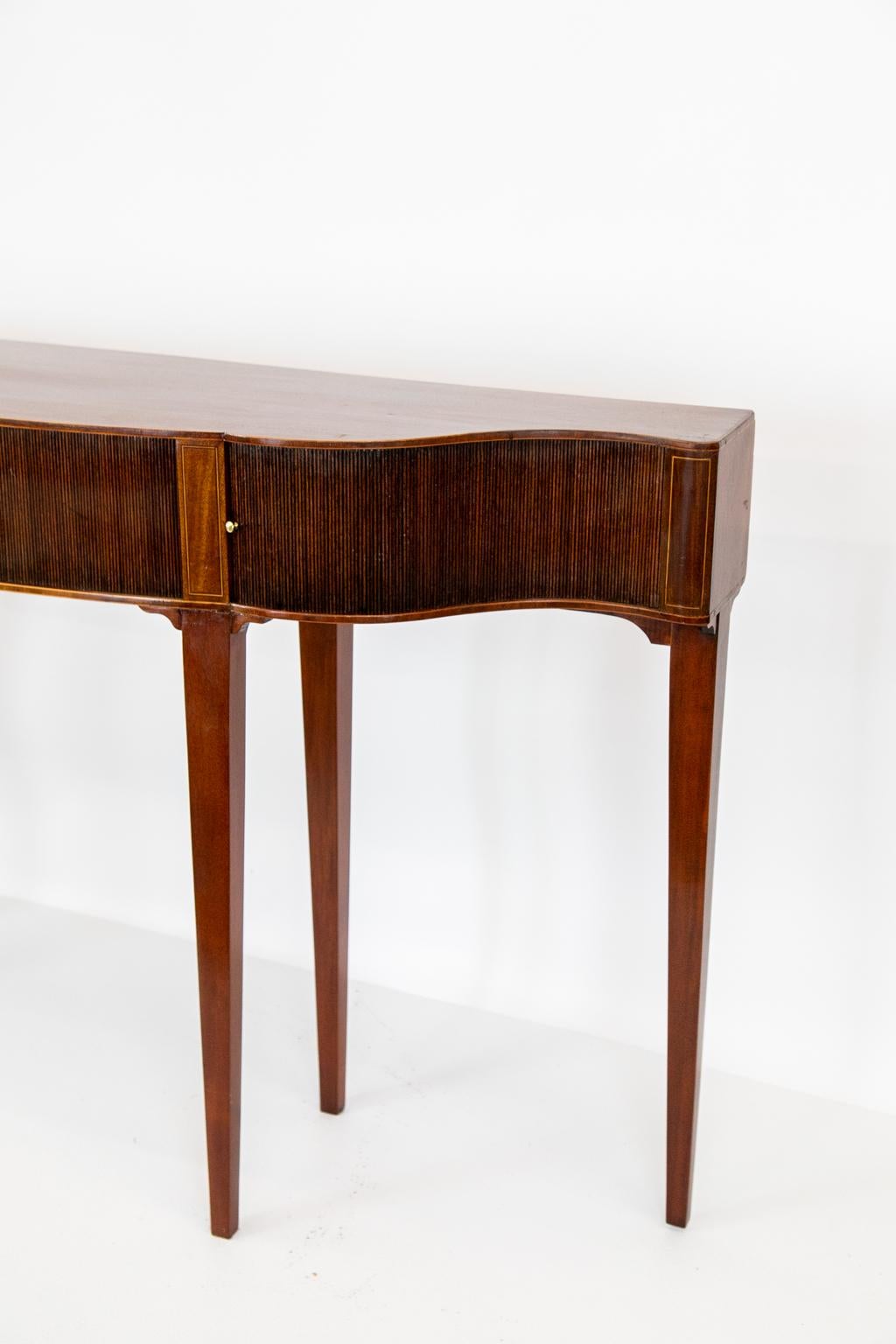 English Serpentine Tambour Console Table In Good Condition In Wilson, NC