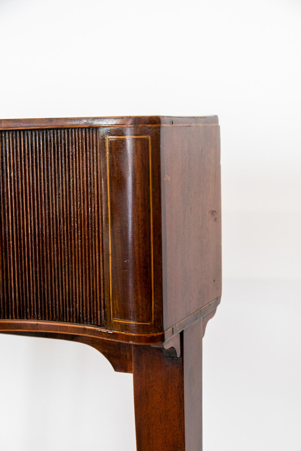 Mid-19th Century English Serpentine Tambour Console Table