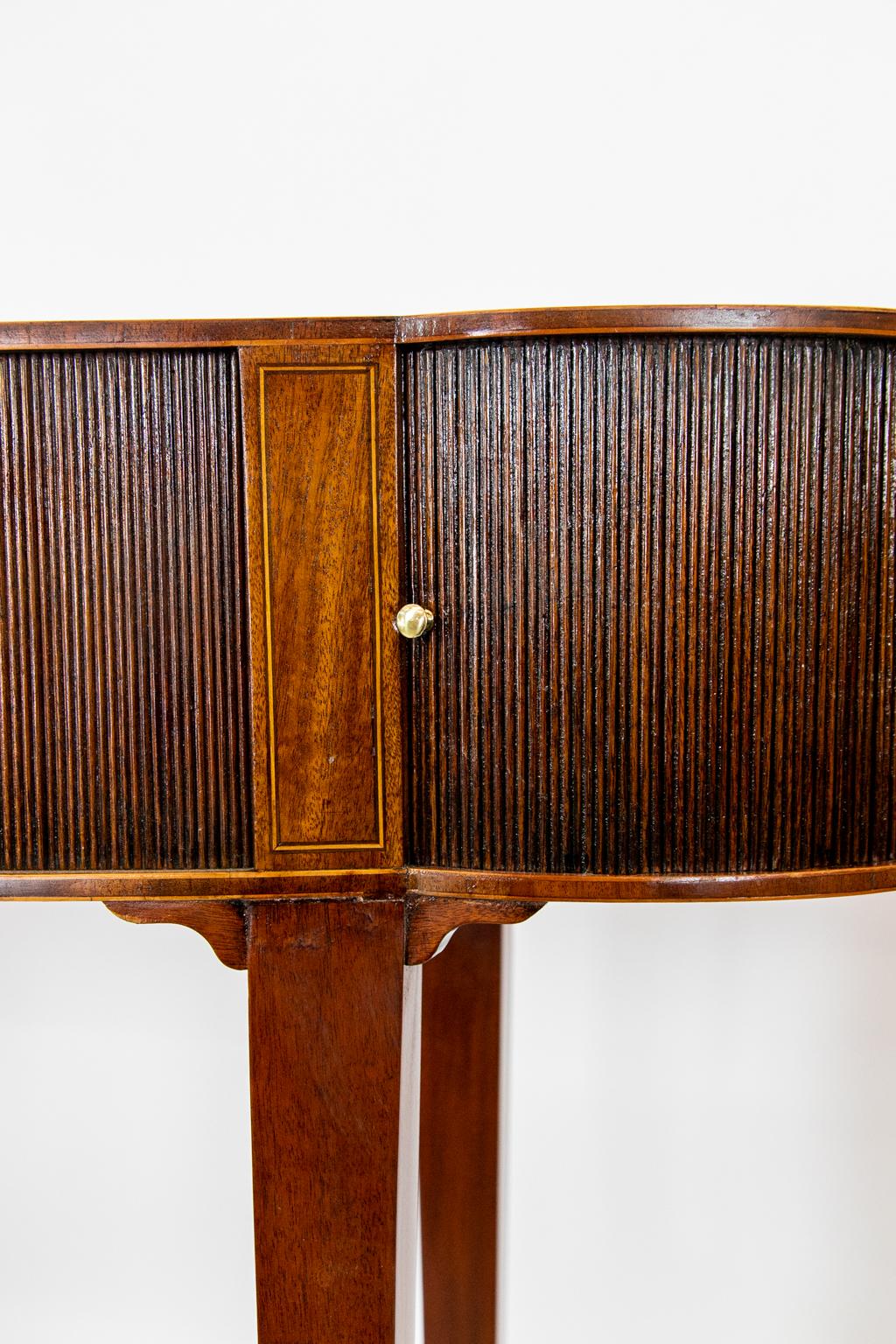 Boxwood English Serpentine Tambour Console Table
