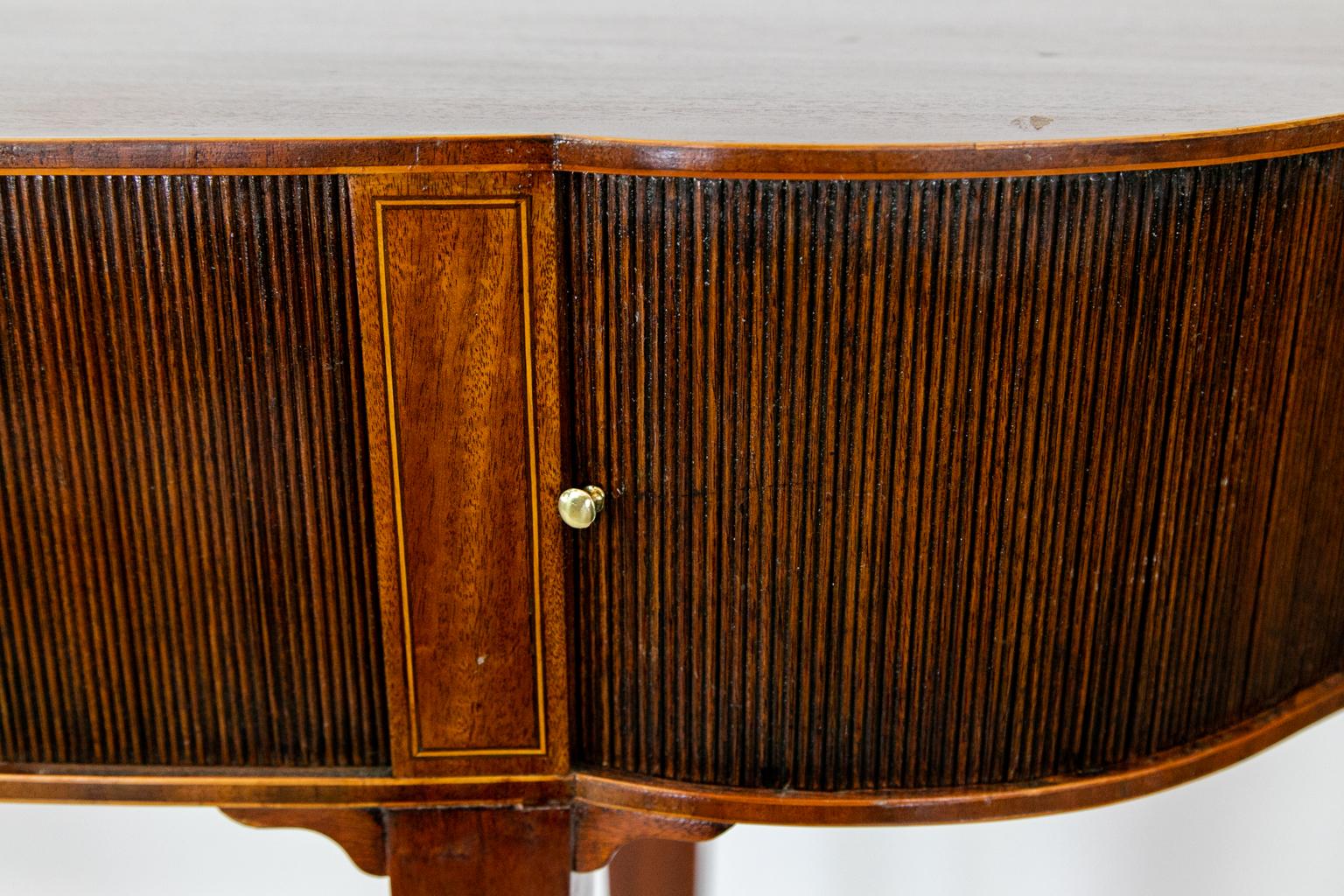 English Serpentine Tambour Console Table 1