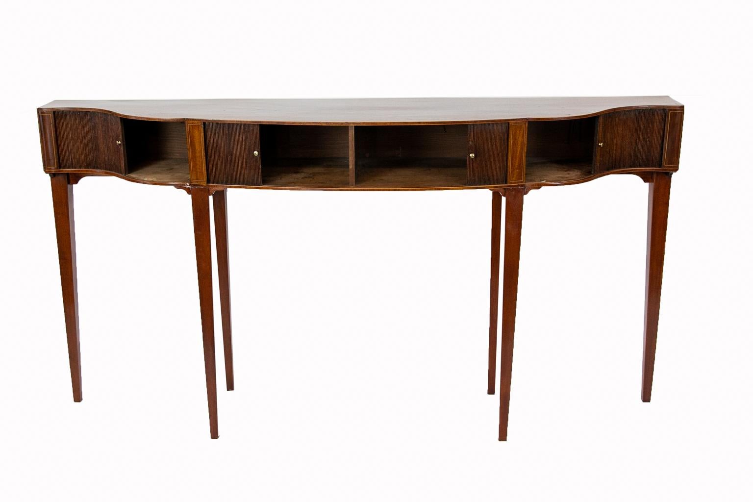 English Serpentine Tambour Console Table 2