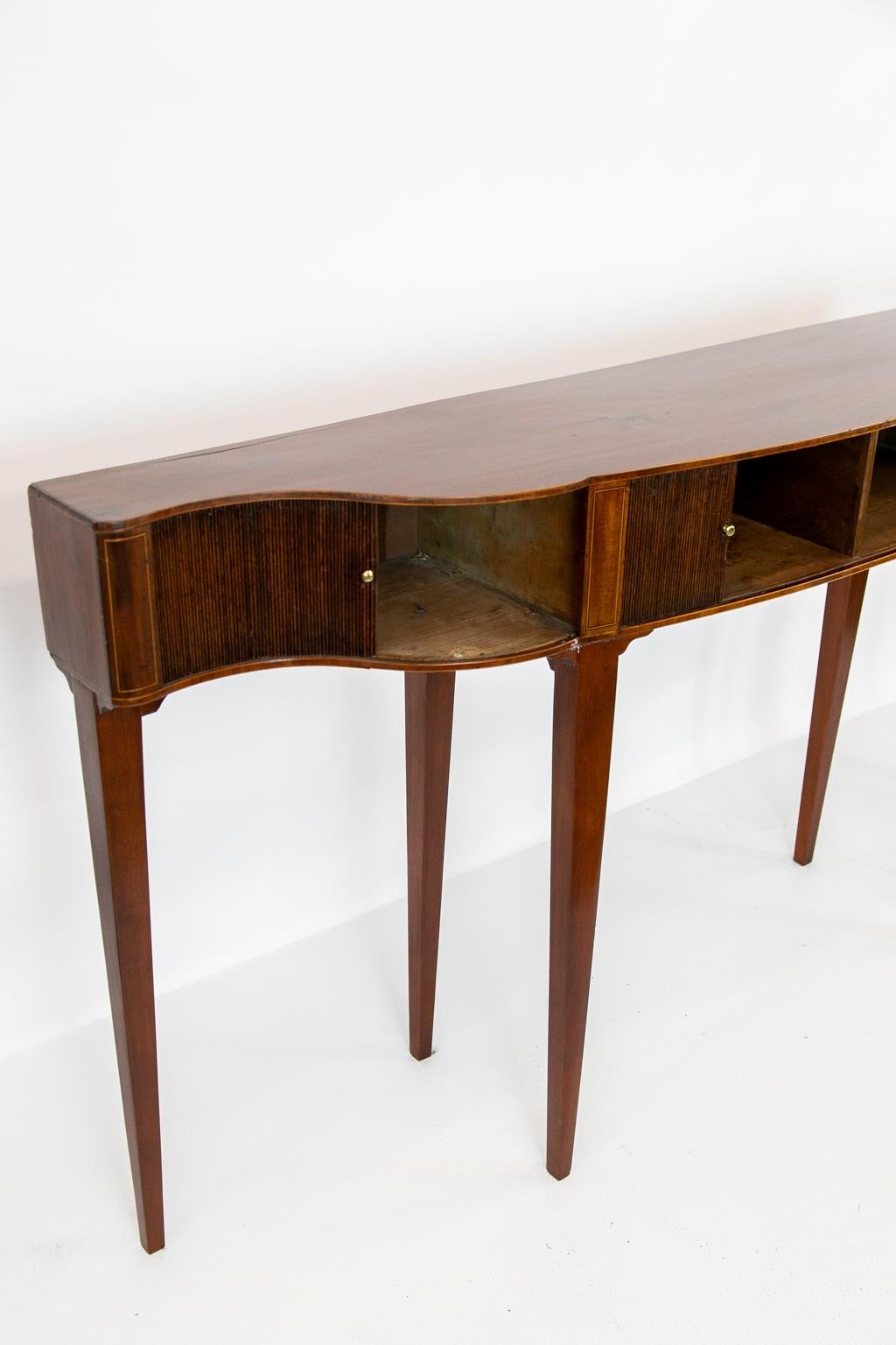English Serpentine Tambour Console Table 3