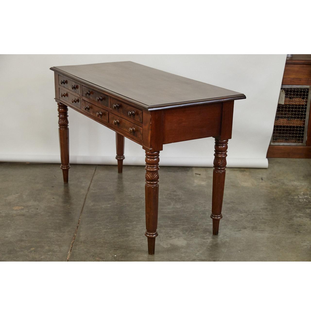 Walnut English Server with Six Drawers For Sale