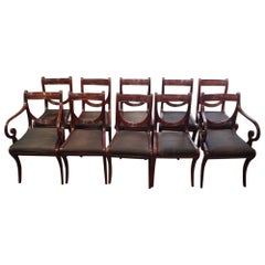 Antique English Set of 10 Regency Mahogany Dining Chairs, circa 1820