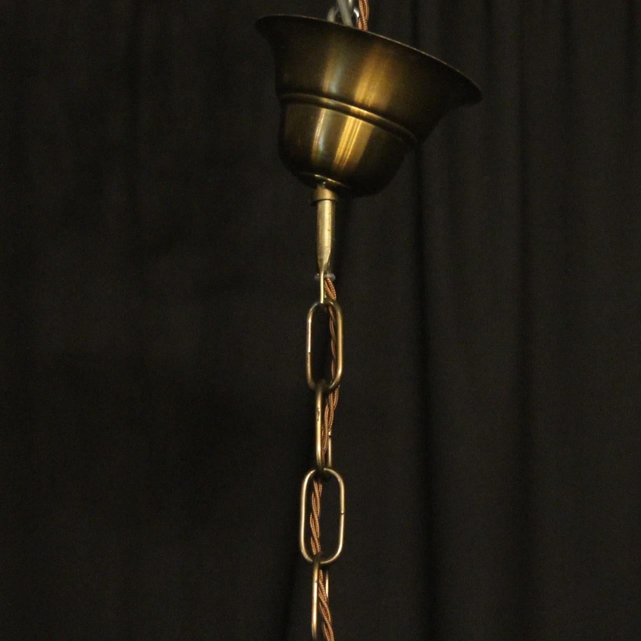 English Set of 3 Brass Convex Hall Lanterns 6