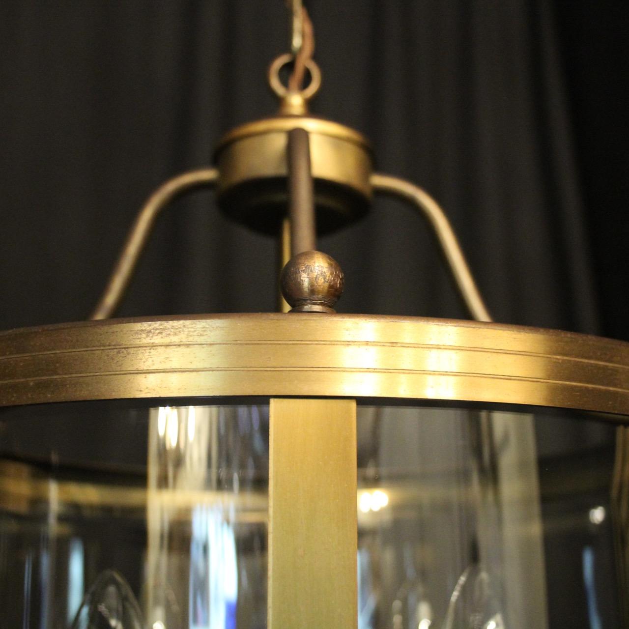 20th Century English Set of 3 Brass Convex Hall Lanterns