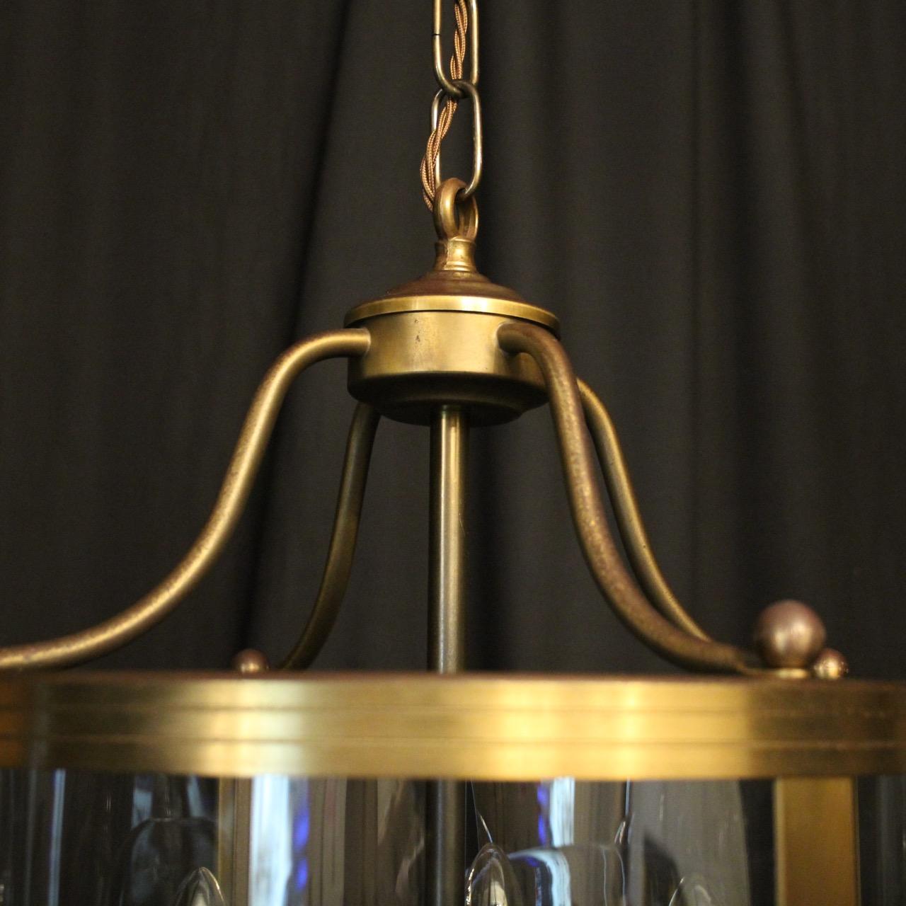 English Set of 3 Brass Convex Hall Lanterns 1