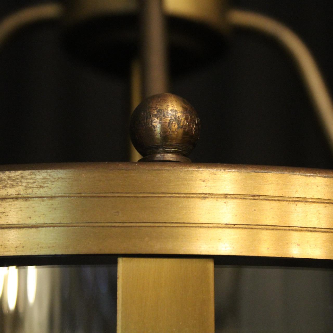 English Set of 3 Brass Convex Hall Lanterns 2