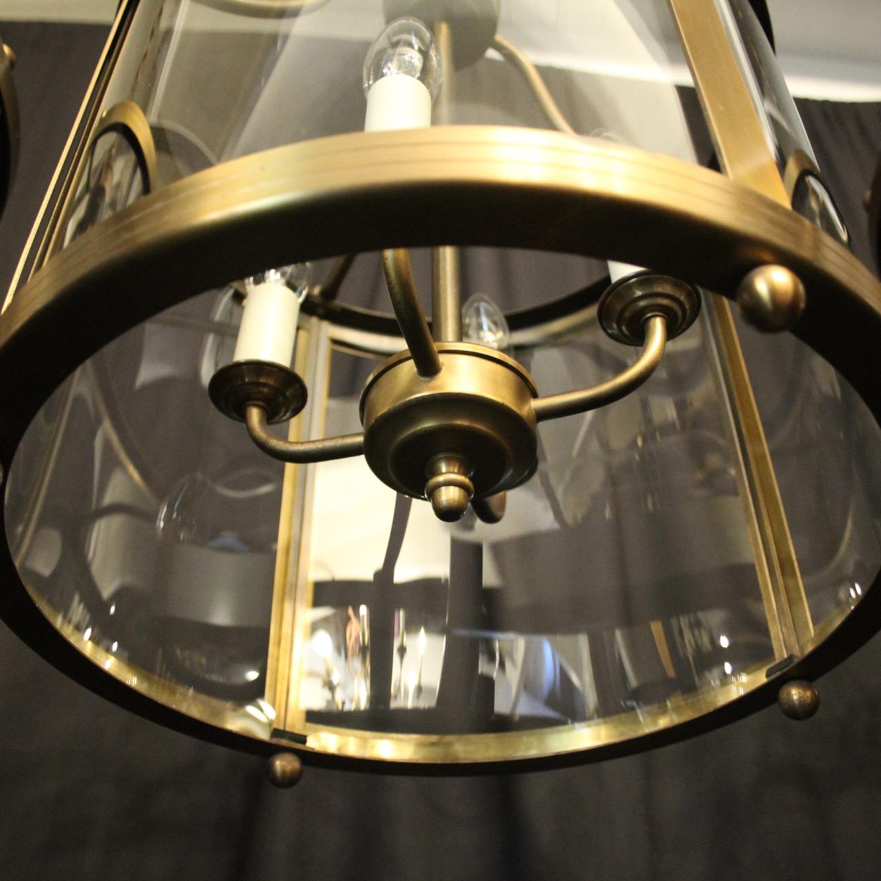 English Set of 3 Brass Convex Hall Lanterns 5