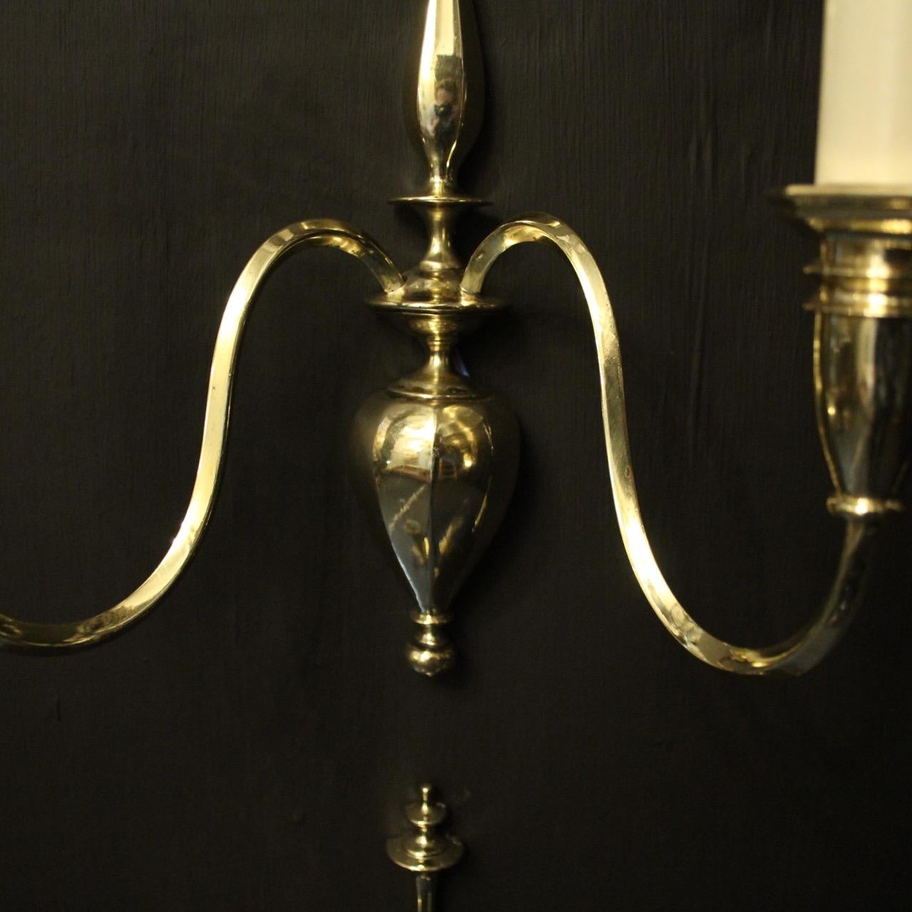 Art Deco English Set of 4 Brass Twin Arm Antique Wall Lights