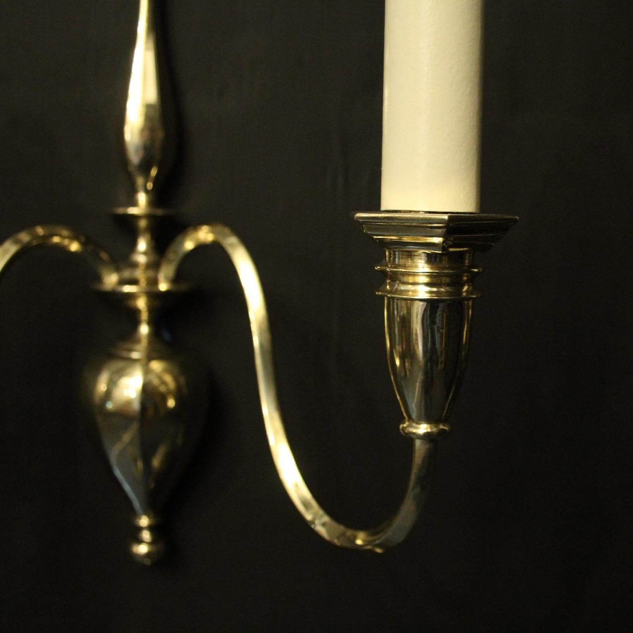 20th Century English Set of 4 Brass Twin Arm Antique Wall Lights
