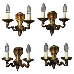 English Set of 4 Gilded Antique Wall Lights