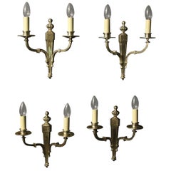English Set of 4 Twin Arm Antique Wall Lights